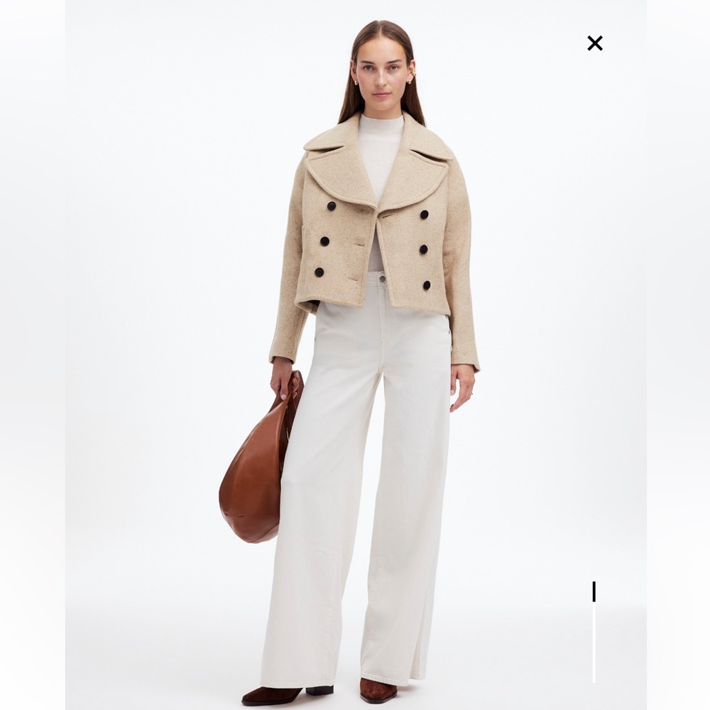 Madewell Oversized Collar Herringbone Prescott NEW NWT in heathered Oatmeal - Picture 5 of 16